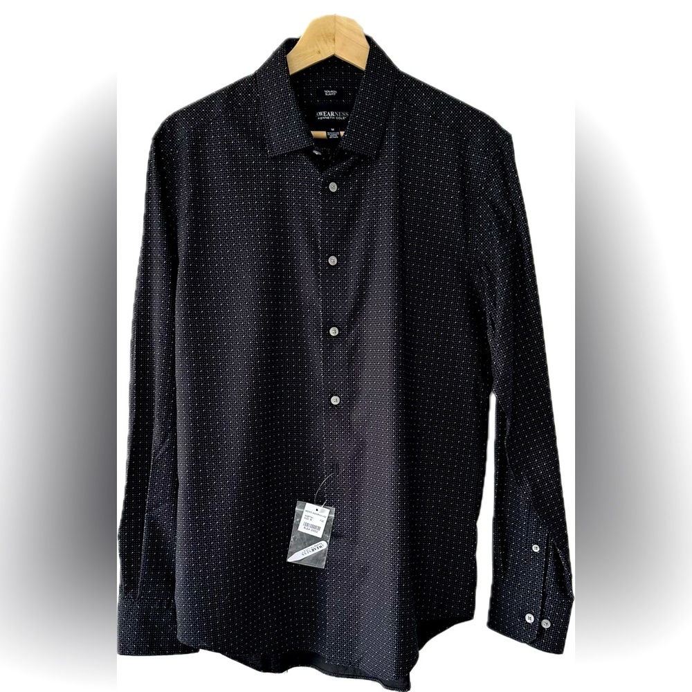 Kenneth Cole - Men's Black Button-Up Slim Fit Performance Dress Shirt